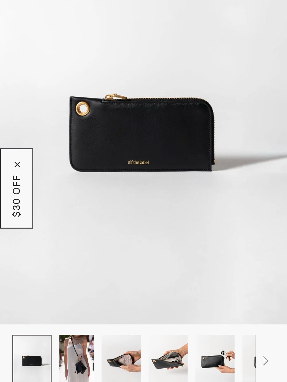 Alf the Label Harry Case Pebbled Black Leather with Gold Hardware - Brand New